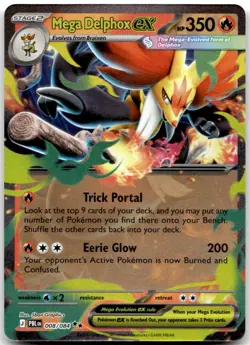 Mega Delphox ex 008/084 Holo Double Rare Pitch Black Near Mint - Image 1