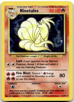 Ninetales 12/102 Holo Rare Base Set Unlimited Moderately Played - Image 1
