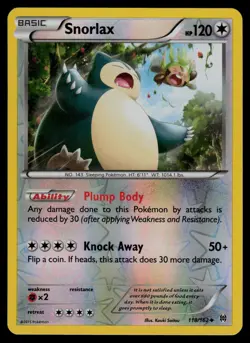 Snorlax 118/162 Uncommon BREAKthrough Pokemon Reverse Holo Lightly Played - Image 1