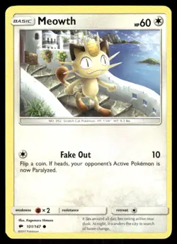 Meowth 101/147 Burning Shadows Pokemon TCG trading card - Image 1