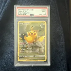 2023 Pokemon TCG Pikachu SWSH GG30/GG70 Crown Zenith PSA 9 Full Art Mint - Image 1