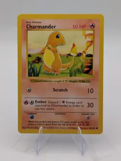 Charmander 46/102 Common Base Set Shadowless Pokemon Unlimited Lightly Played - Image 1