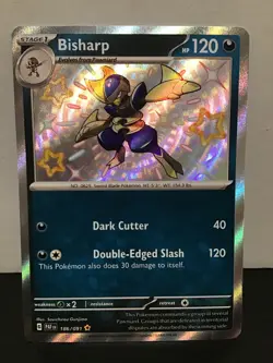 Bisharp 186/091 Shiny Holo Rare Pokemon Paldean Fates - Image 1