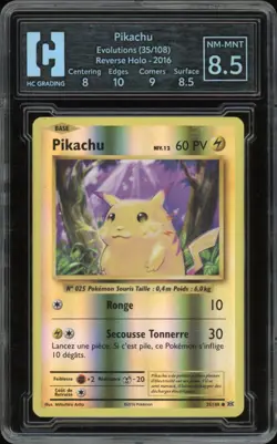 2016 Pokemon FRENCH XY Evolutions Pikachu Reverse Foil 35/108 HC 8.5 NM-MINT - Image 1