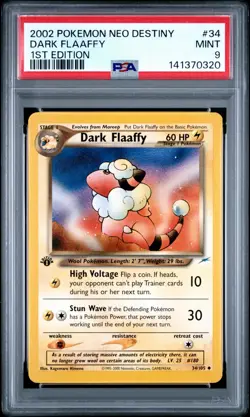 Pokemon PSA 9 Dark Flaaffy 34/105 1st Edition Neo Destiny 2002 - Image 2