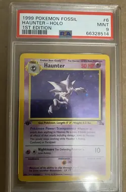 1999 Pokemon Fossil Haunter 1st Edition Holo PSA 9 Mint - Image 2