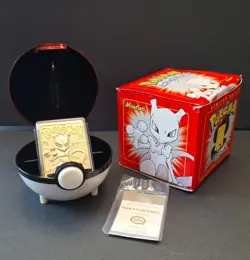 1999 Pokemon Burger King Mewtwo 23k Gold Plated w/ Box, COA, Card, Case, & Ball - Image 1