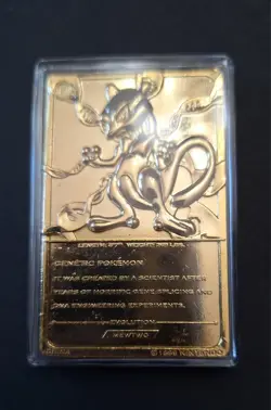 1999 Pokemon Burger King Mewtwo 23k Gold Plated w/ Box, COA, Card, Case, & Ball - Image 4