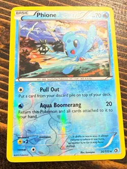 2013 Pokemon Basic Phione Holo 36/ 113 Card TCG - Image 1