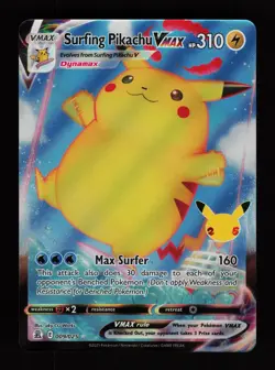 Surfing Pikachu VMAX 009/025 Holo VMAX Rare Celebrations Pokemon Cards - Image 1