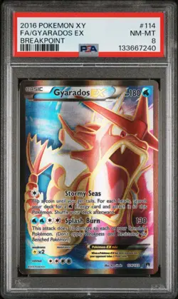 Pokemon PSA 8 Gyarados EX 114/122 XY BREAKpoint Full Art Near Mint Card - Image 1