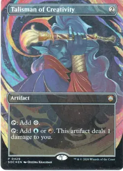 MTG: SOS Commander: Foil Borderless Talisman of Creativity: LP Condition - Image 1