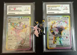 Pokemon. Umbreon Ex 176 & Espeon Ex 175 Prismatic. Ace 10s Sequential Set & Pin - Image 1