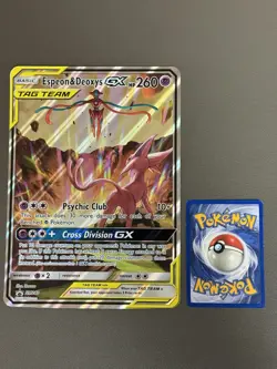 Pokemon TCG Espeon & Deoxys GX Tag Team SM240 JUMBO Sun Moon Promo Holo NM/Error - Image 1