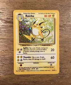 Raichu 14/102 - Pokemon Base Set Unlimited Holo Rare Card WOTC LP - Image 1