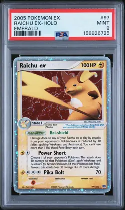 2005 POKEMON EX EMERALD #97 RAICHU EX-HOLO PSA 9 NEW CERT - Image 1