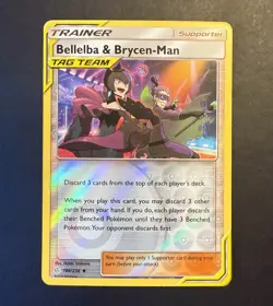 Pokemon Bellelba & Brycen-Man Reverse Holo Tag Team SM Cosmic Eclipse 186/236 NM - Image 1
