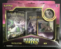 Pokemon TCG: MEW HIDDEN FATES Pin Collection Box :3 Booster Packs! - Image 1