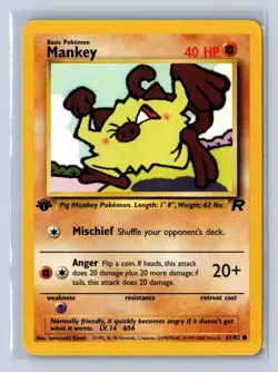 2000 Pokemon Team Rocket 1st Edition Mankey #61/82 LP - Image 1