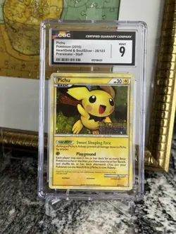 2010 Pichu Staff Prerelease - Heart Gold & Soul Silver - Pokemon BGS PSA CGC 9 - Image 1