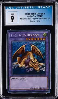 2023 YU-GI-OH! METAL RAIDERS REPRINT SECRET RARE THOUSAND DRAGON CGC 9 - Image 1
