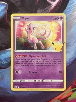 Pokemon Mew TCG Holo Rare Card 011/025 Celebrations Series - Image 1