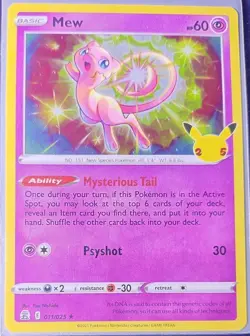 MEW 2021 STAMPED)CELEBRATIONS POKEMON TCG 011/025 HOLO(R) FRESH MINT+RARE SLEEVE - Image 1