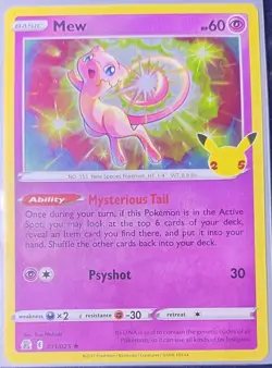 MEW 2021 STAMPED)CELEBRATIONS POKEMON TCG 011/025 HOLO(R) FRESH MINT+RARE SLEEVE - Image 2