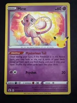 Pokemon TCG Mew Celebrations Holo Card 011/025 Rare - Image 1