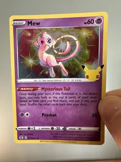 PACK FRESH Mint Holo Rare Celebrations Anniversary Mew 011/025 Pokemon Card TCG - Image 1