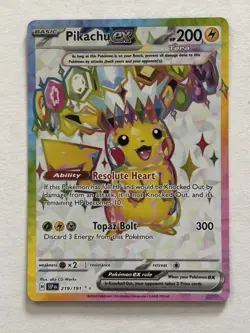 Pikachu ex 219/191 Surging Sparks Full Art Ultra Rare Pokemon Card NM CornerPics - Image 1