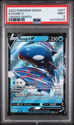2023 Pokemon SWSH Crown Zenith Kyogre V #037/159 PSA 9 Mint TCG - Image 1