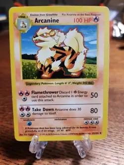 Arcanine 23/102 Shadowless Base Set 1999 Vintage WOTC POKEMON TCG - Image 1