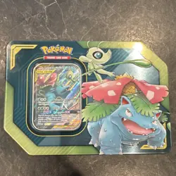Pokemon TAG TEAM Tin Celebi & Venusaur GX 2019 Metal Tin Standard Size - Image 1