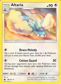 Altaria 80/111 Rare Crimson Invasion Pokemon Near Mint - Image 1