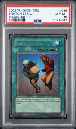 2002 Yu-Gi-Oh! Snatch Steal Magic Ruler Holo Foil Card MRL-036 PSA 10 Gem Mint - Image 1