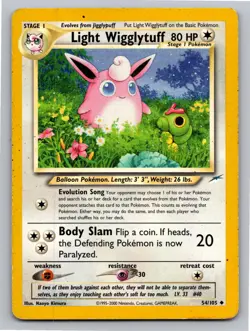 Light Wigglytuff 54/105 Uncommon Neo Destiny Pokemon Unlimited Heavily Played - Image 1