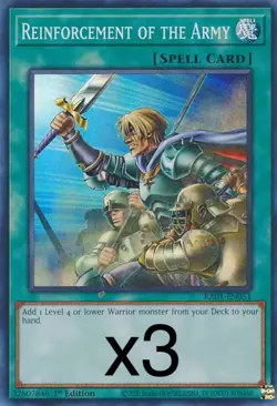 3X Yugioh Reinforcement of the Army RA01-EN051 Super Rare 1st Edition NM - Image 1