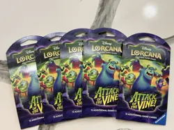 Disney Lorcana: Attack of the Vine! Sleeved Booster Packs 5 pack lot 🔥 - Image 1