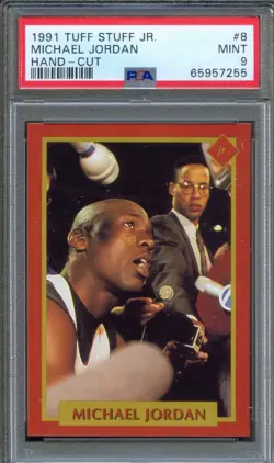1991 Tuff Stuff Jr Insert Card #8 MICHAEL JORDAN Chicago Bulls PSA 9 MINT - Image 1