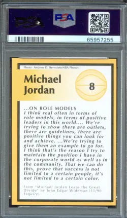 1991 Tuff Stuff Jr Insert Card #8 MICHAEL JORDAN Chicago Bulls PSA 9 MINT - Image 2