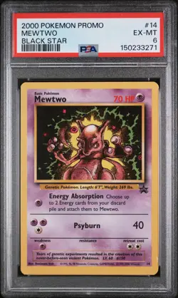 2000 Pokemon Promo Black Star #14 Mewtwo Black Star PSA 6 - Image 1