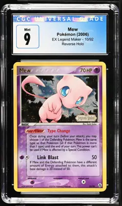 Pokemon 2006 Mew Legend Maker 10/92 Reverse Holo CGC 9 (psa) - Image 1