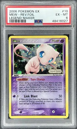 2006 Pokemon EX Mew Reverse Foil Legend Maker #10/92 (PSA 6) - Image 1