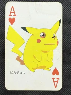 Pokemon Pikachu Ace of Hearts Televi-kun Playing Card Poker Nintendo 1998 - Image 1