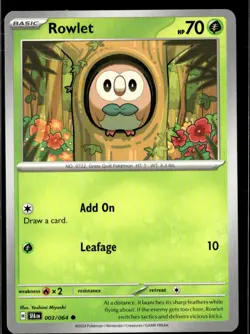 Pokemon Rowlet 003/064 Shrouded Fable Non Holo Common 4 Card Lot - Image 1