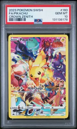 PSA 10 Pikachu Crown Zenith Alternate Art 160/159 Pokemon Card FA 2023 - Image 1