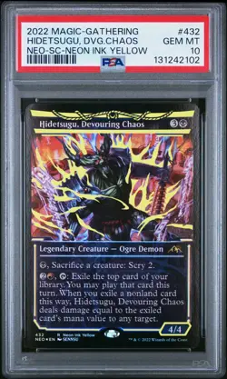 PSA 10 MTG Hidetsugu, Devouring Chaos Neon Ink Yellow Foil Kamigawa Neon Dynasty - Image 1
