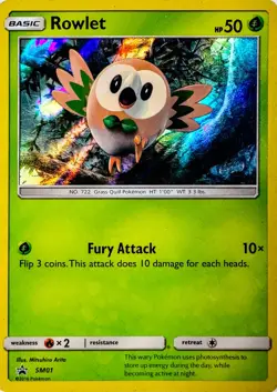 Rowlet - SM01 (Holo/Black Star Promo) 2016 Sun & Moon Pokemon Card - Image 3