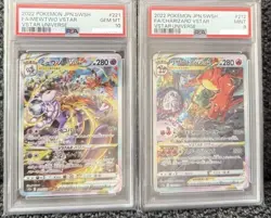 PSA 10 9 Sequential Mewtwo Charizard SAR 221 212/172 VSTAR Universe Pokemon Card - Image 1